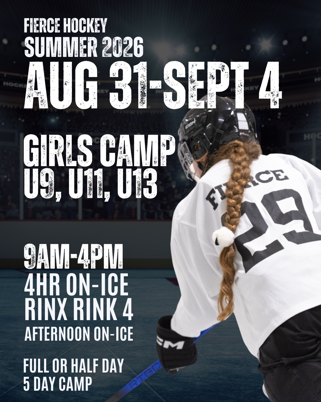 SUMMER 2026 (bonus week) August 31-Sept 4 - GIRLS CAMP - REP U9, U11, U13